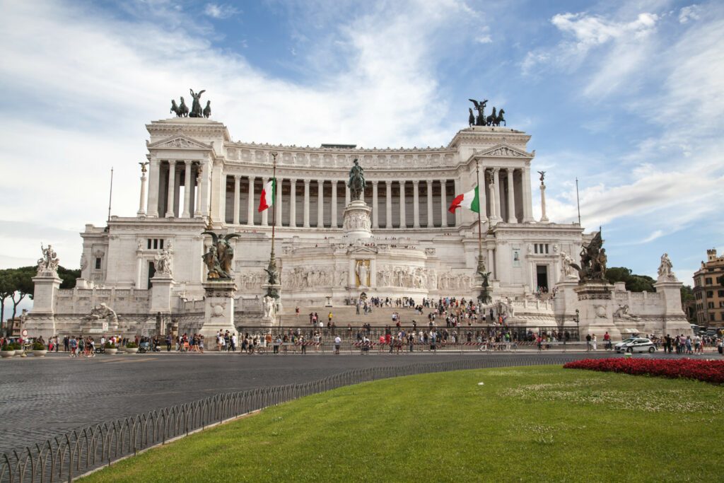 Panorama of Piazza Venezia, Rome, Italy.