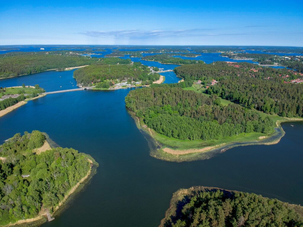 Aerial view of Stockholm archipelago in Sweden