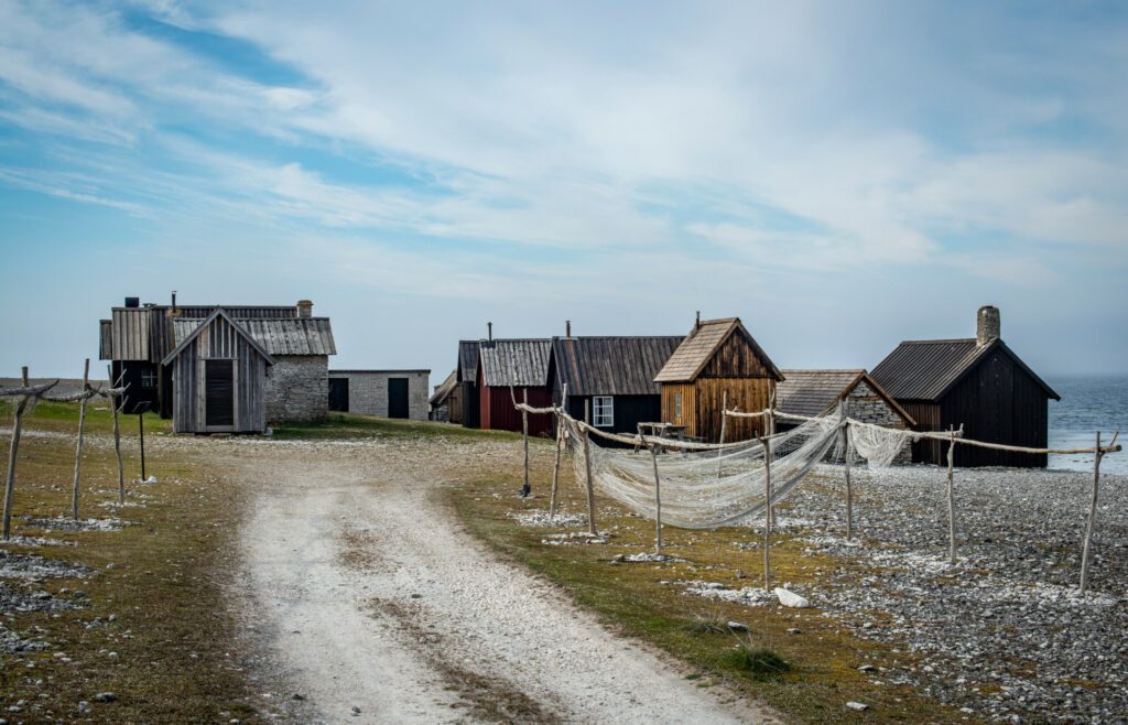 Old fishing cottages on the island of Gotland,Sweden