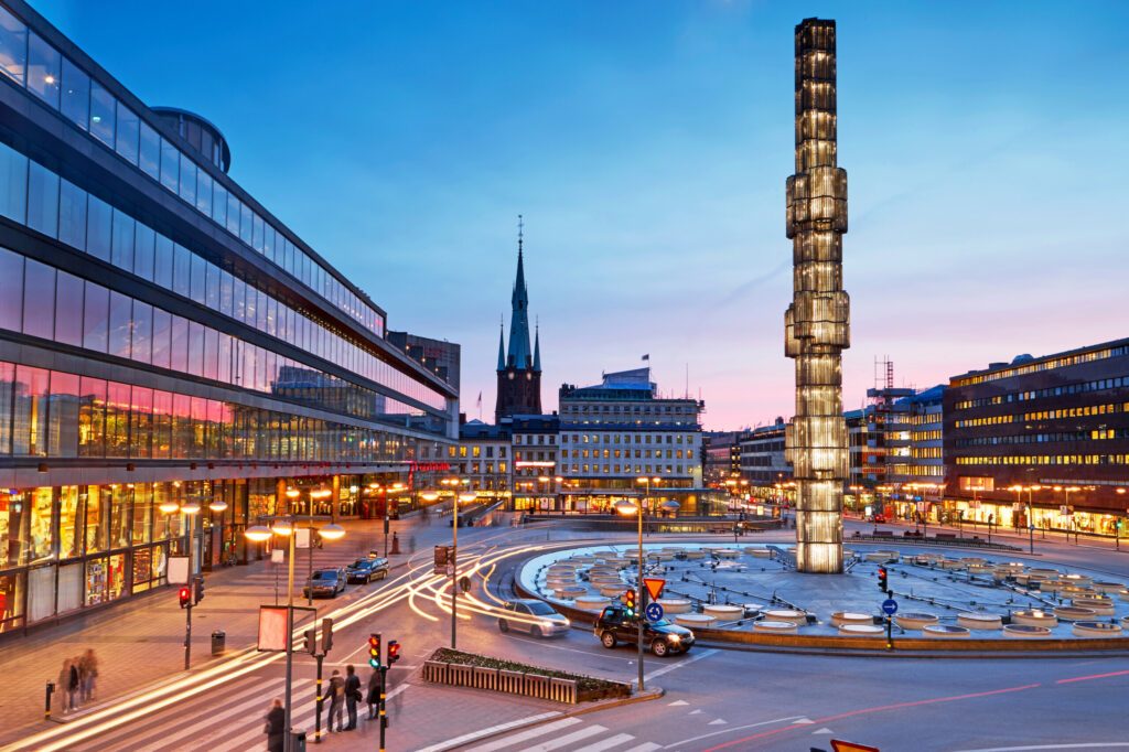 Glass Obelisk in the central Sergels Torg square
in Stockholm