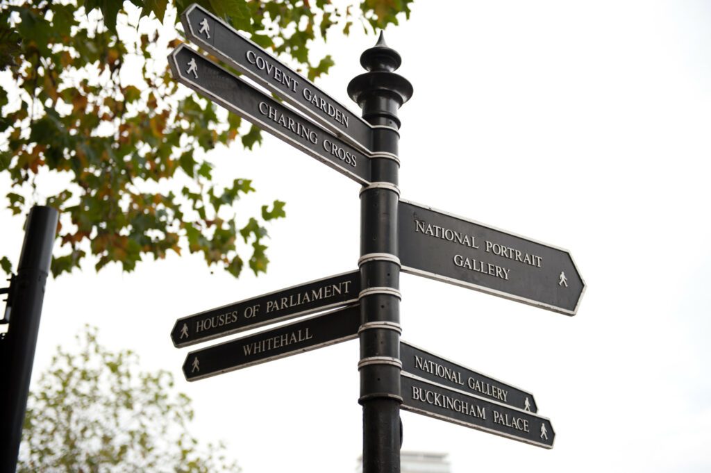 Panneau directionnel à Londres