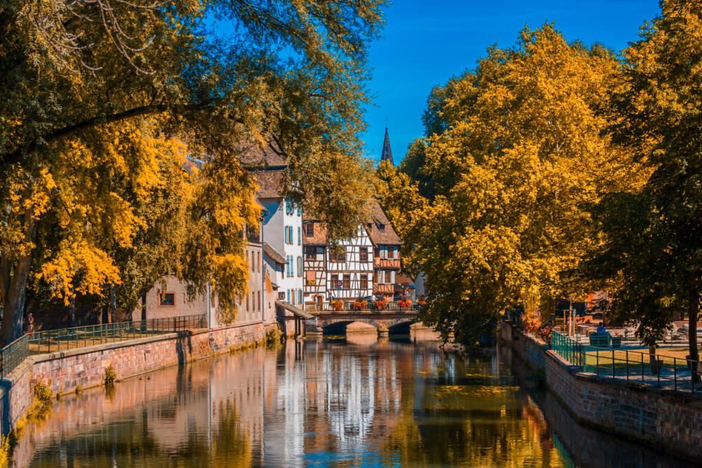 Sunny autumn day in Strasbourg France