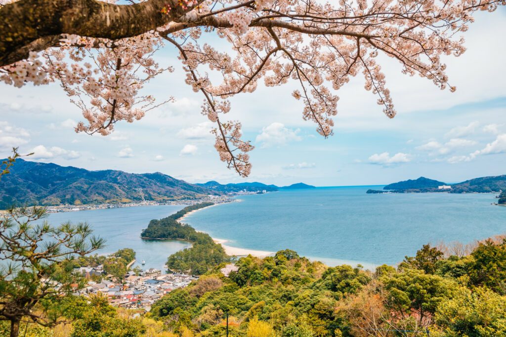 Amanohashidate nature scenic view at spring in Kyoto, Japan