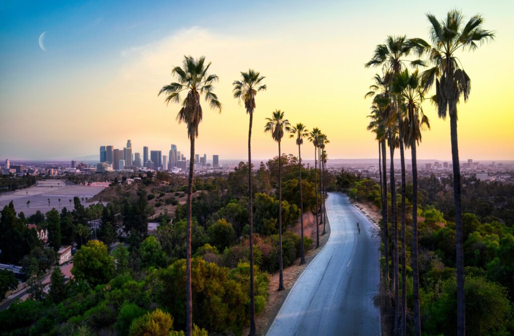 Sunset over downtown Los Angeles