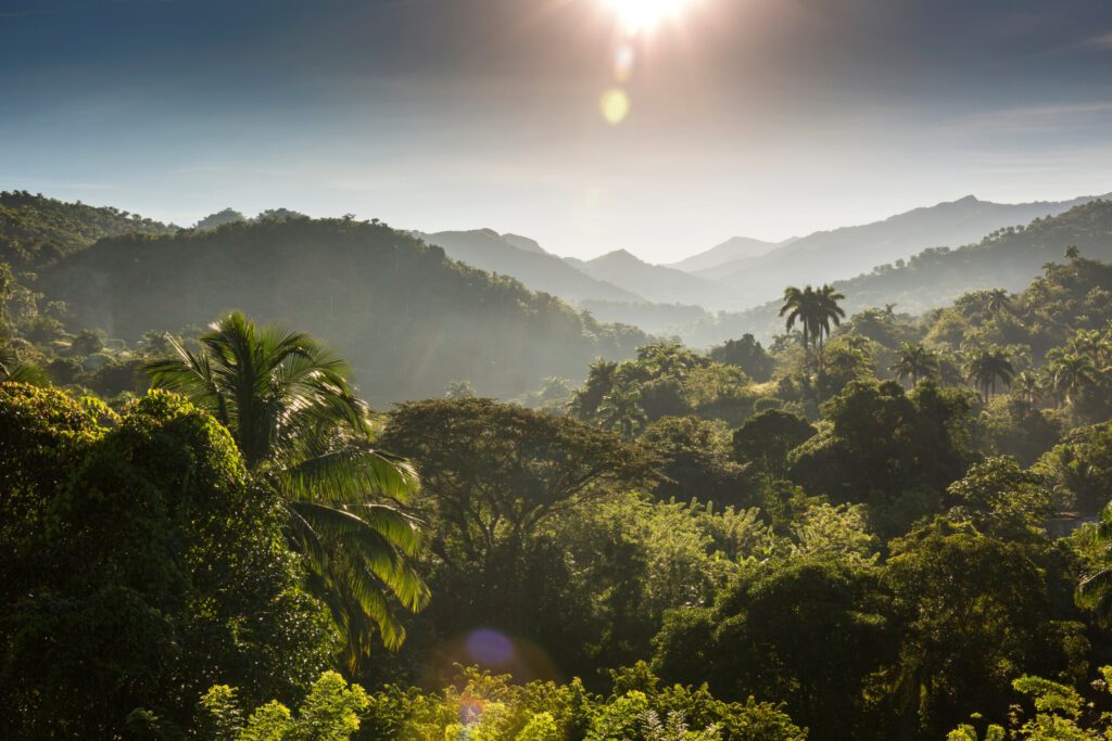Early morning view of tropical mountains of Sierra Maestra, Cuba