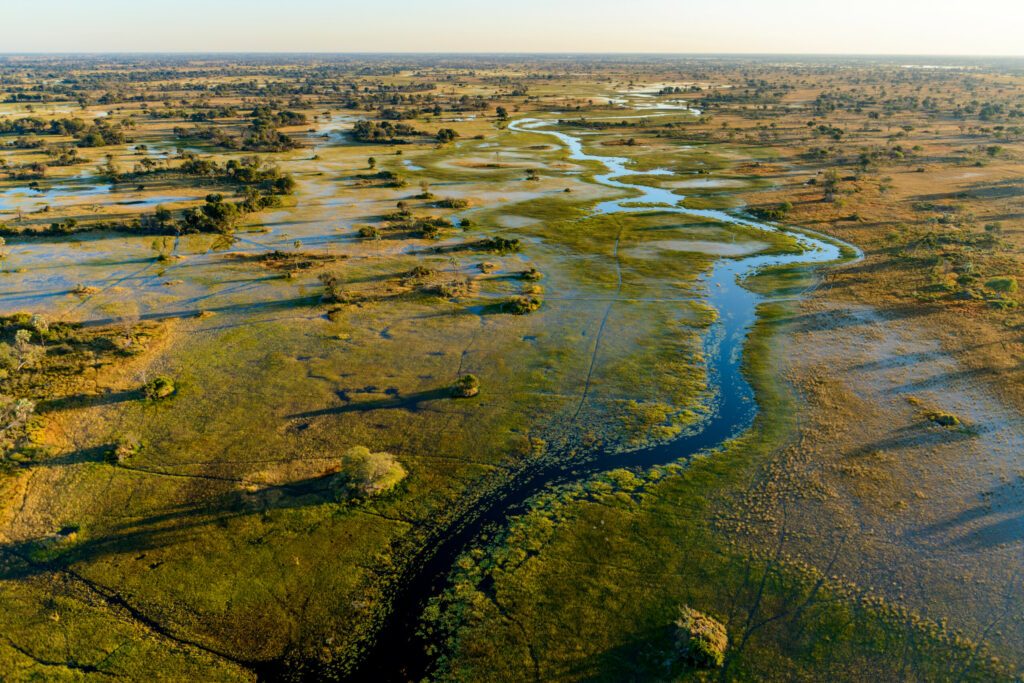 Aerial view of Okavango Delta. Botswana