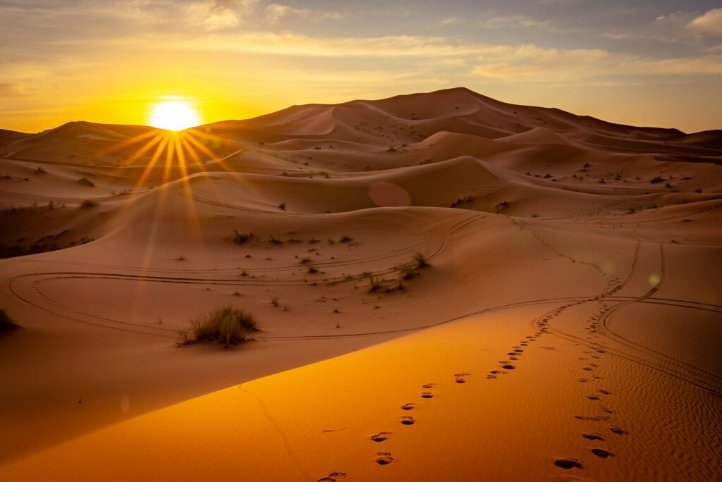 Sunrise in Sahara desert, Morocco