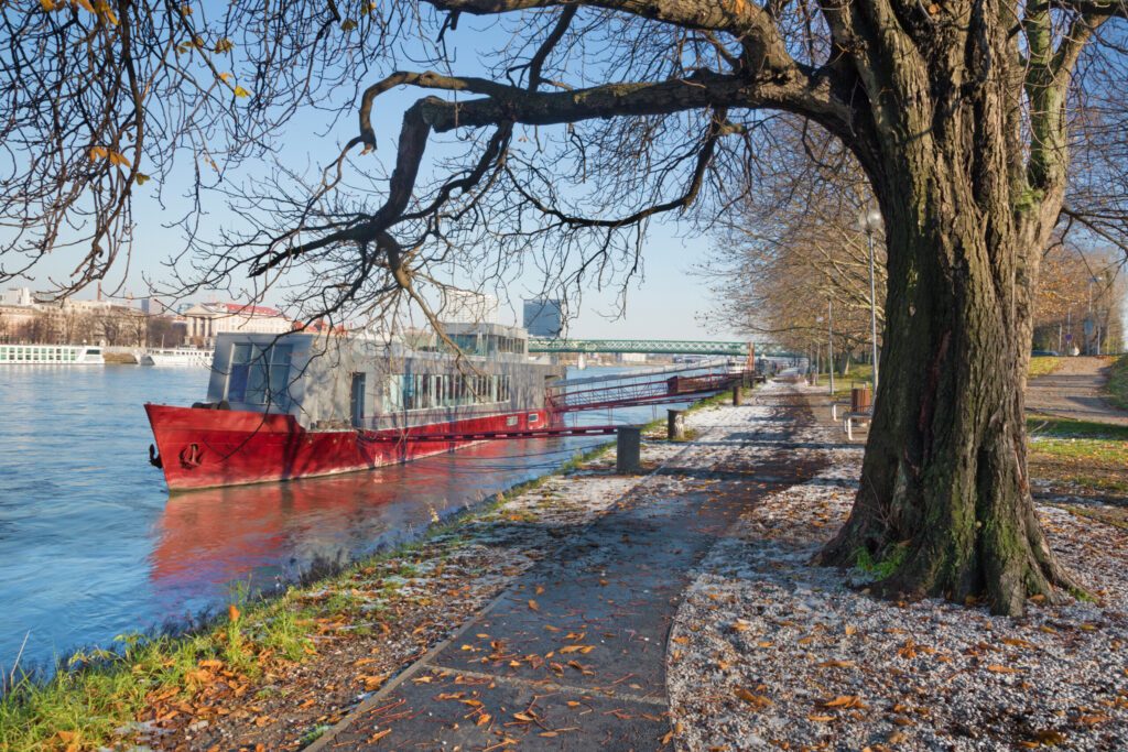 Bratislava - Scenery of the promenade of Danube.