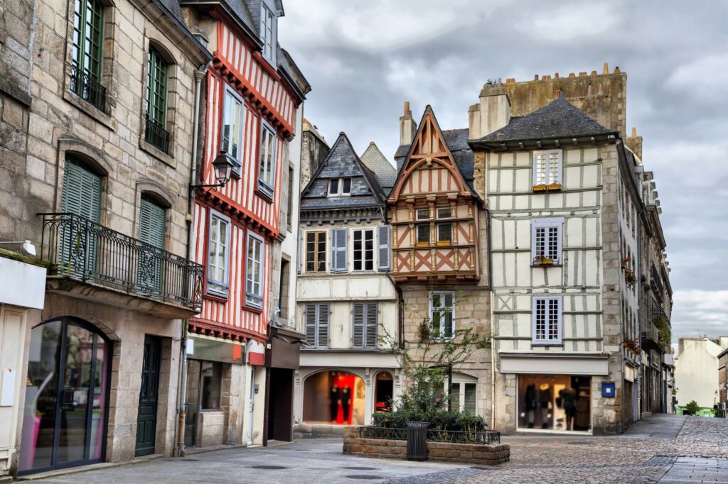 Old traditional houses in the historic part of Quimper, Brittany, France