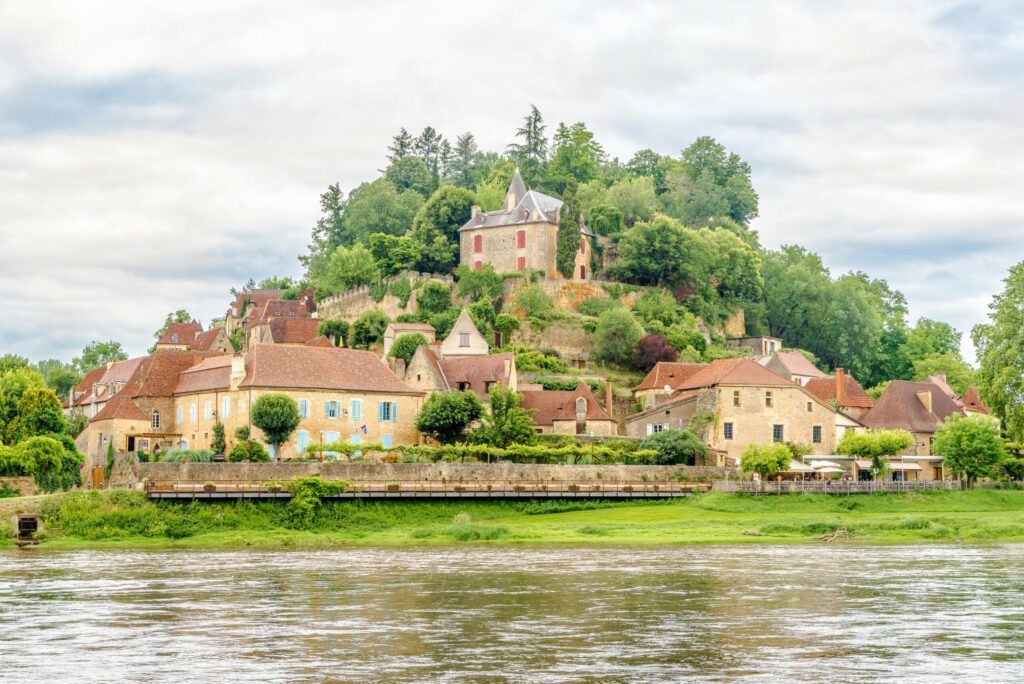 View at the Limeuil village with Dordogne river in France