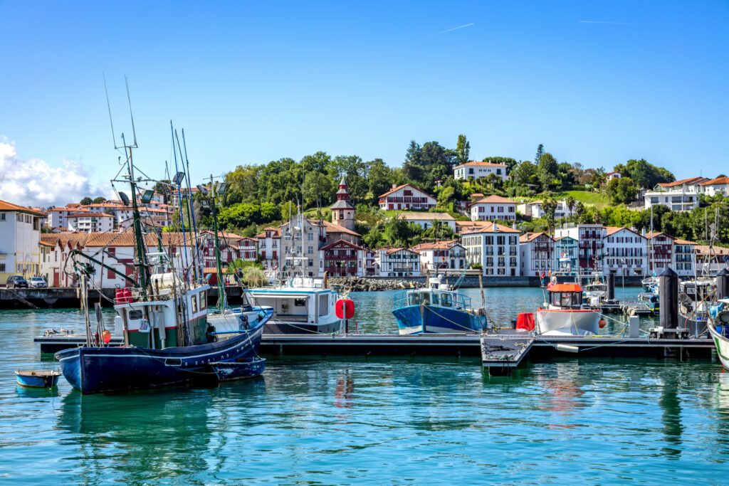 Saint-Jean-de-Luz, France - View of the harbor and the village dwellings