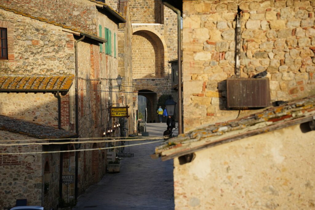 The traditional Tuscan medieval walled village of Monterrigioni