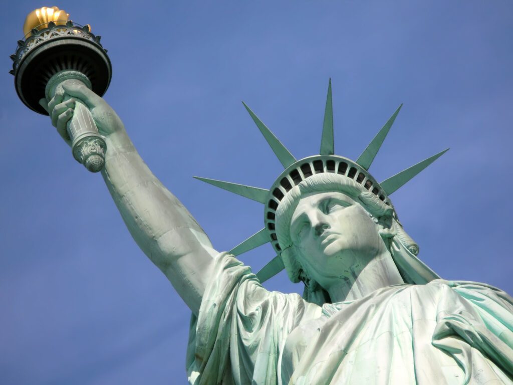 Le visage de la statue de la Liberté à New York
