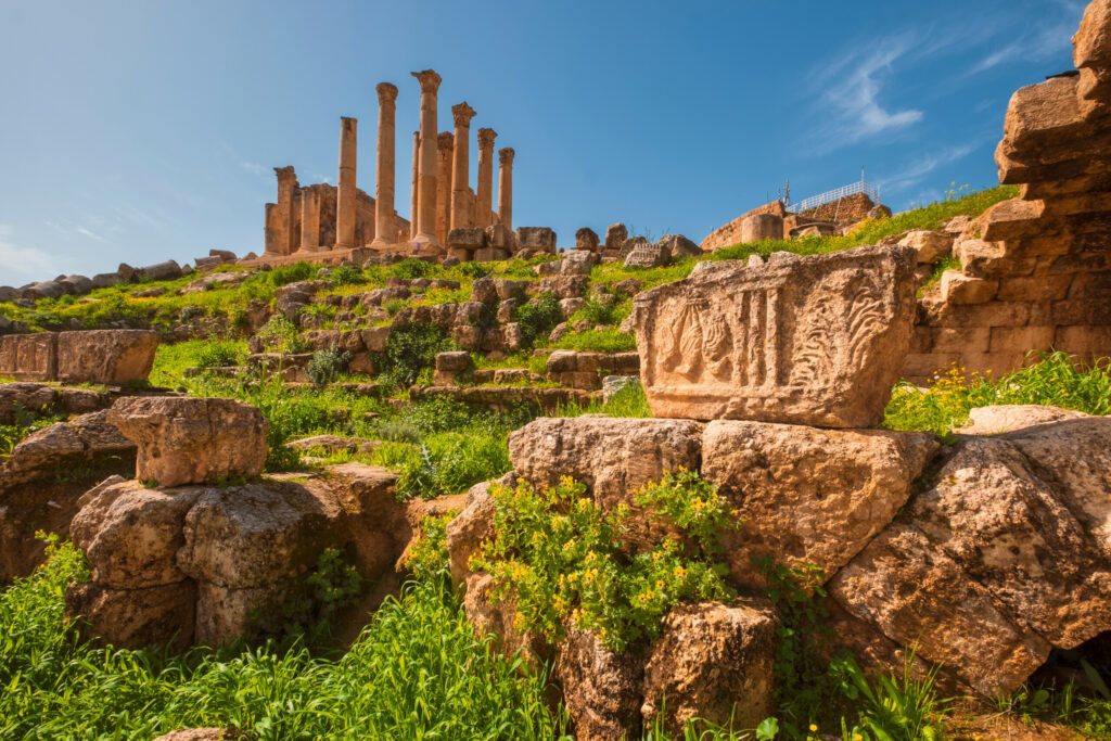 Paysage sur Les vestiges de Jerash en Jordanie