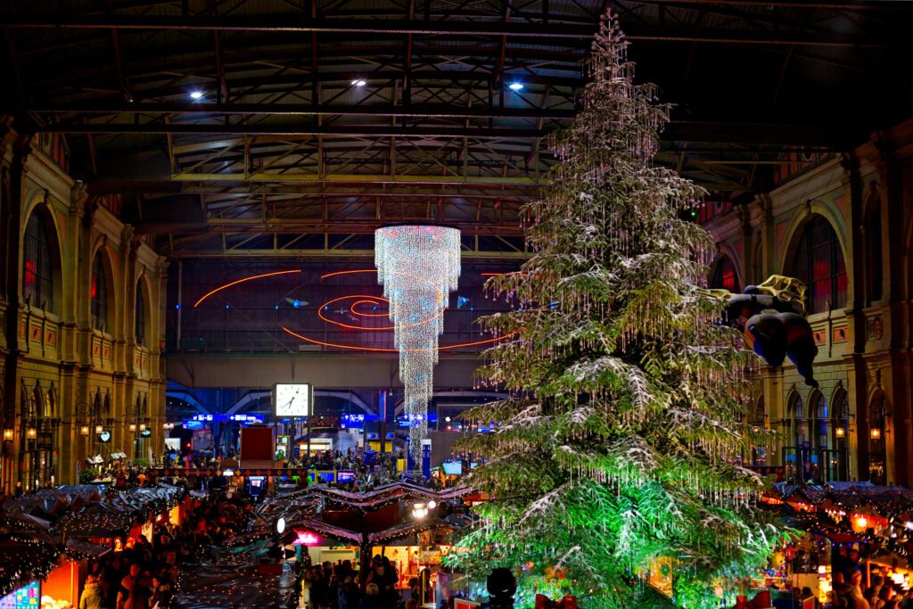 Noël dans la gare de Zurich en Suisse