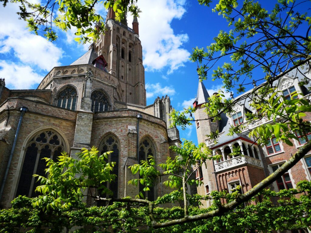 Church of Our Lady in Bruges by a sunny day