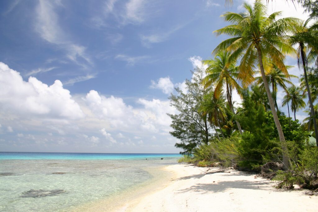 Lonely beach on Rangiroa island