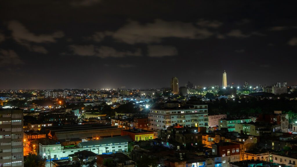 Aerial view Havana with the Jose Marti Monument.