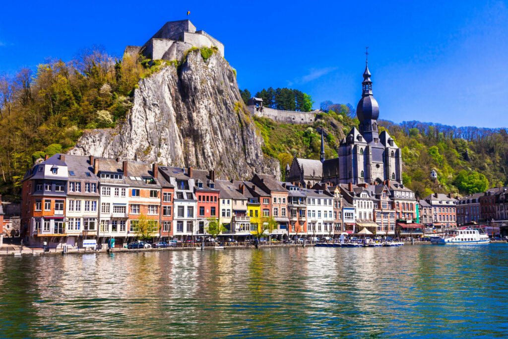 pictorial Dinant over river Meuse in Belgium