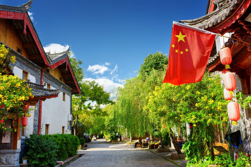 Drapeau de la Chine à Lijiang