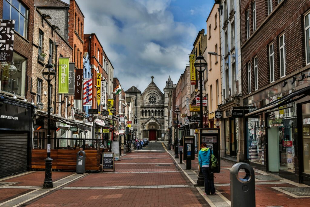 Dublin Ireland Cathedral with City Alley