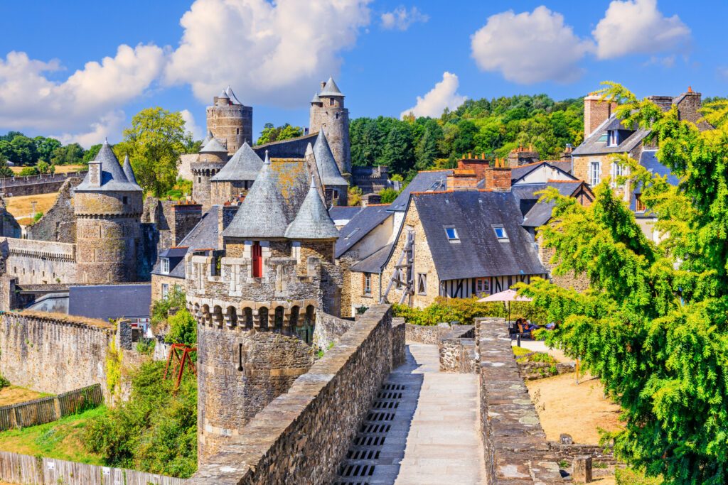 Brittany, France. Fougeres castle in the medieval town of Fougeres.