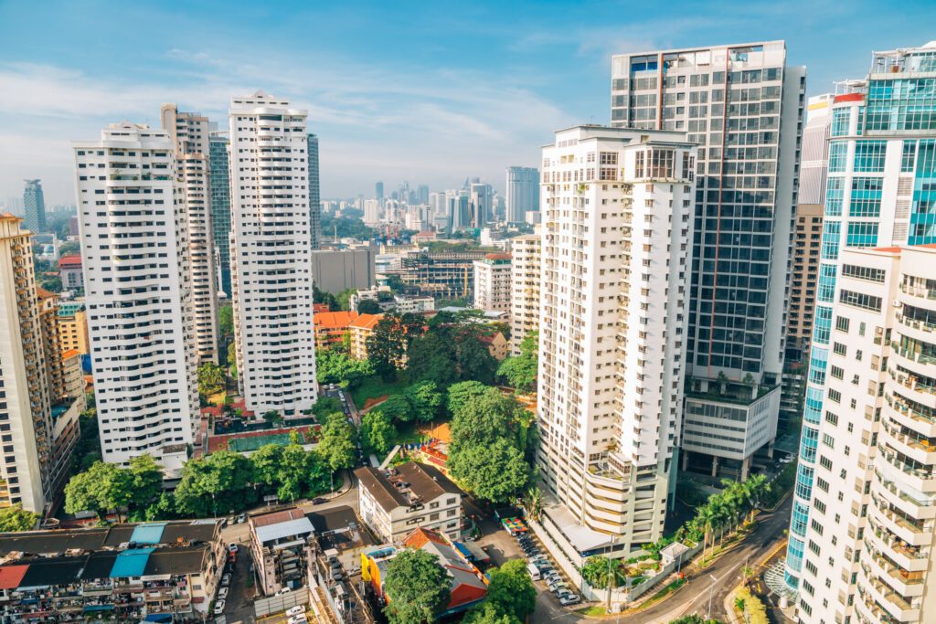 Bukit Bintang modern buildings and cityscape in Kuala Lumpur, Malaysia