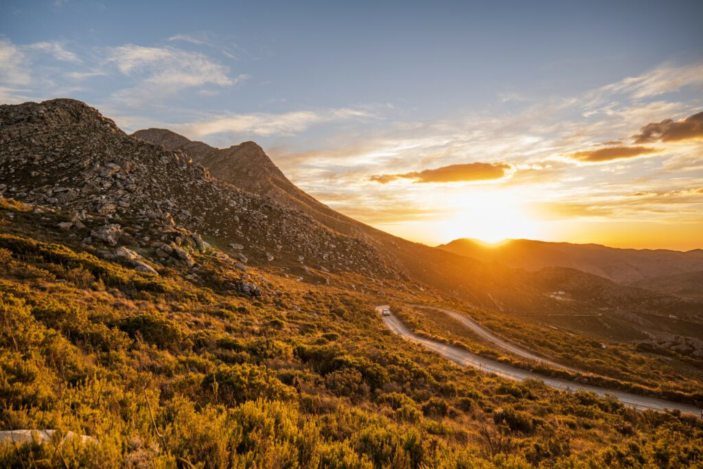 Shot of Swartberg Pass during sunset in the Little Karoo Western Cape South Africa