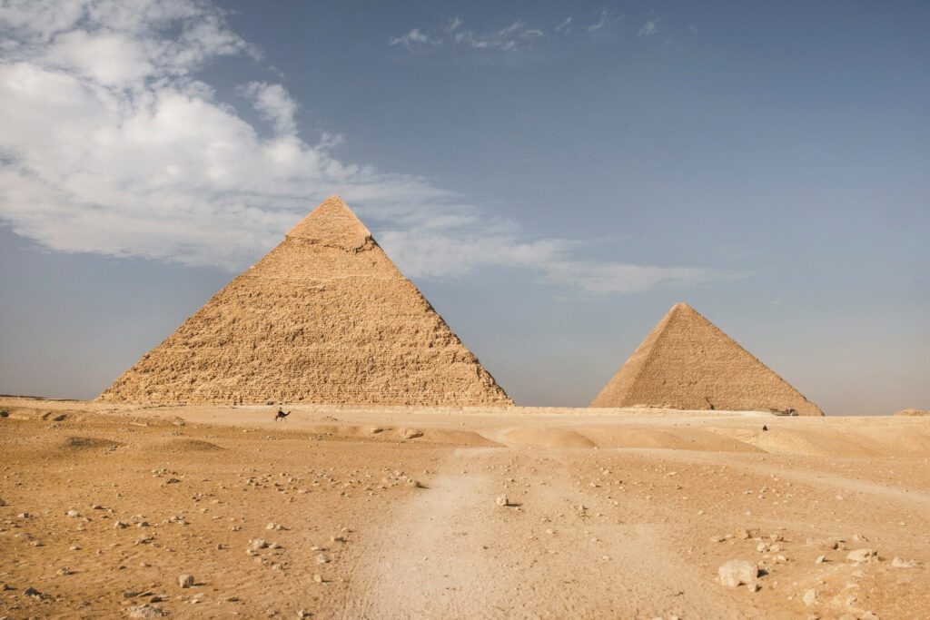 Pyramids of Giza in Egypt, Pyramid of Khufu and Khafre