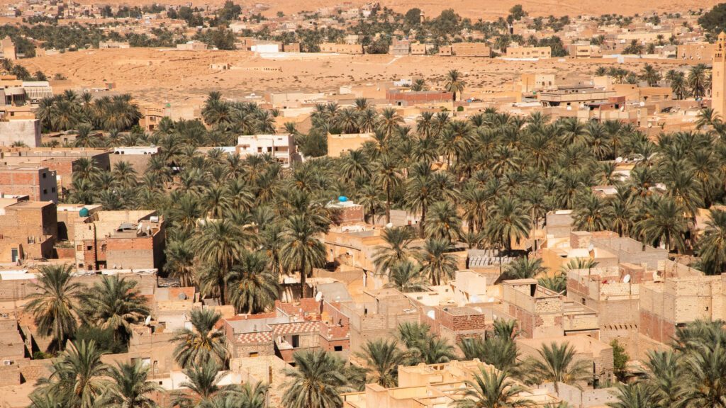 Desert oasis town Ghardaia skyline view panorama