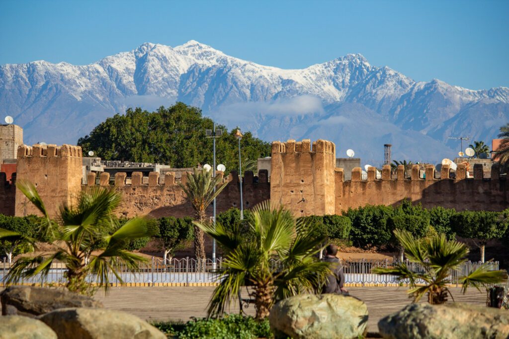 Taroudant city, Morocco, wide landscape with towers and mountains view