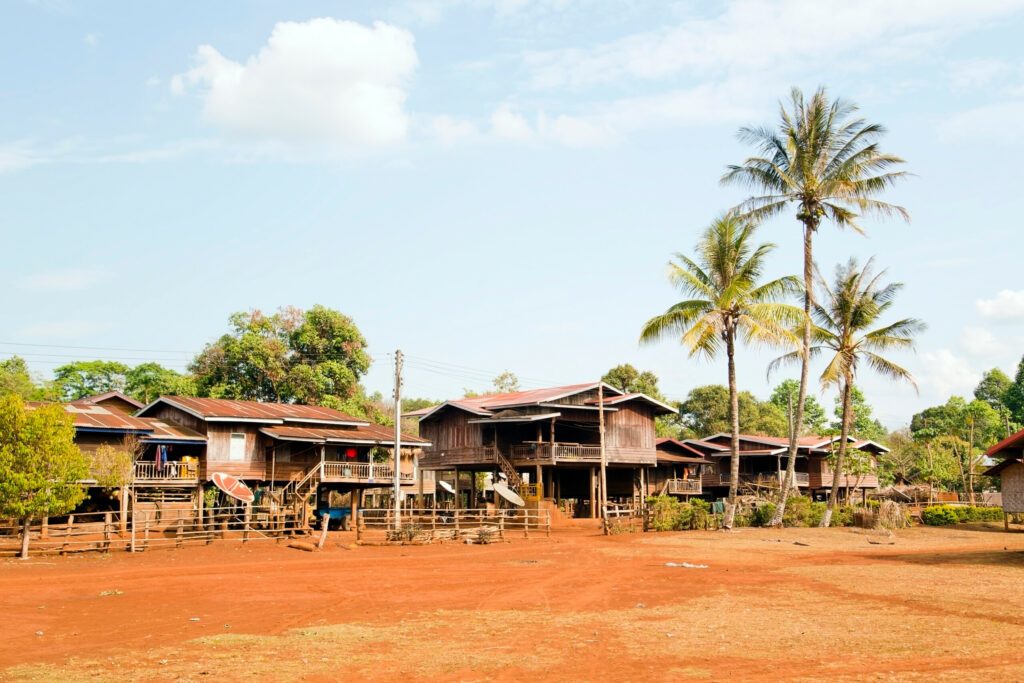 Lao village life around coffee planted Bolaven Plateau, Pakse, Laos