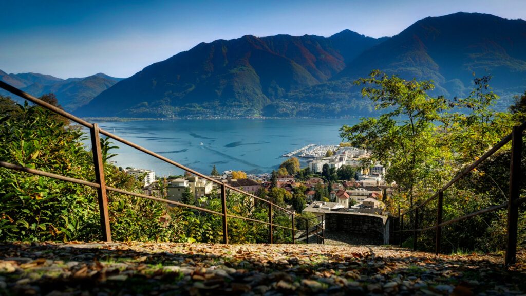 Vue sur Locarno et le Lac Majeur, Tessin, Suisse