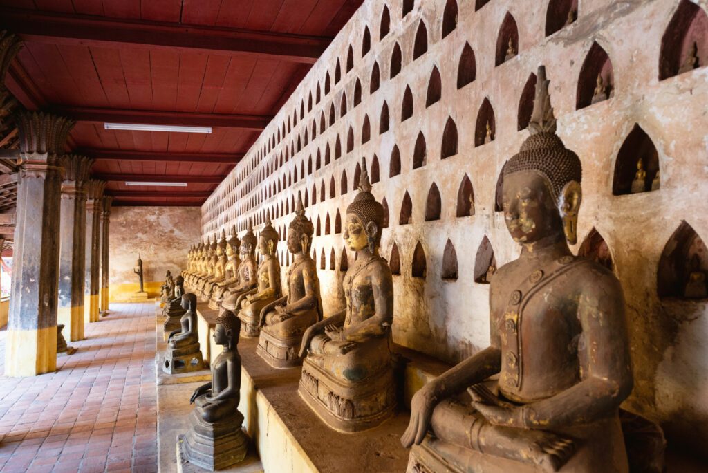 Detail of buddha statue at Wat Si Saket in Vientiane, Laos