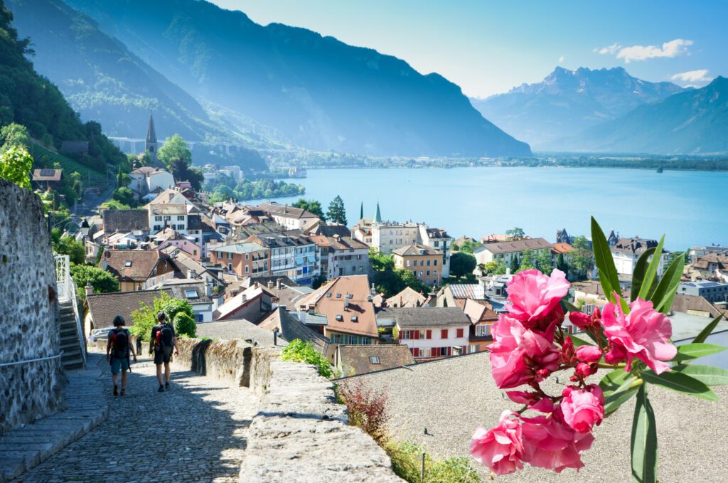 View of the old town in Montreux, Switzerland