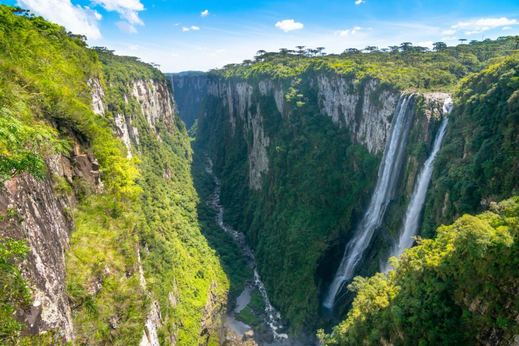 Beautiful landscape of Itaimbezinho Canyon with Andorinha waterfall - Cambara do Sul/Rio grande do Sul - Brazil