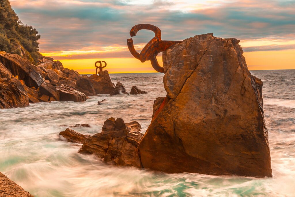 Sunset in the Comb of the Winds in San Sebastian. Gipuzkoa