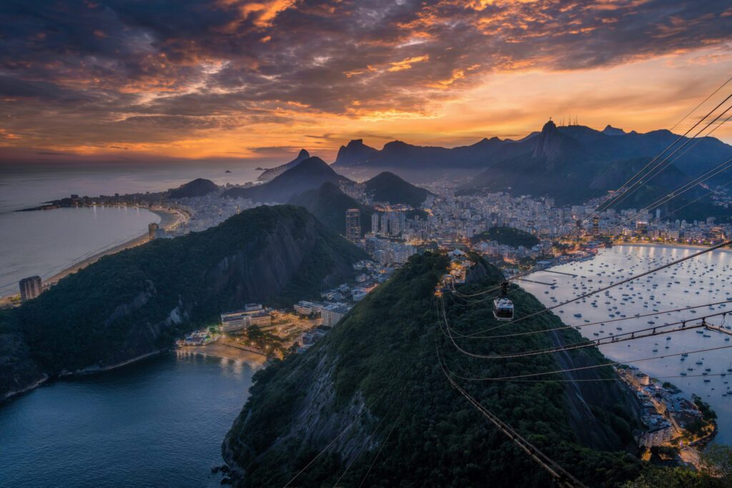 Sunset over Rio de Janeiro, Brazil.