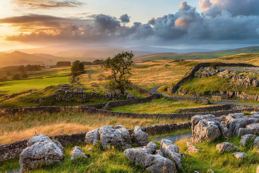 A beautiful sunset over the Yorkshire Dales National Park