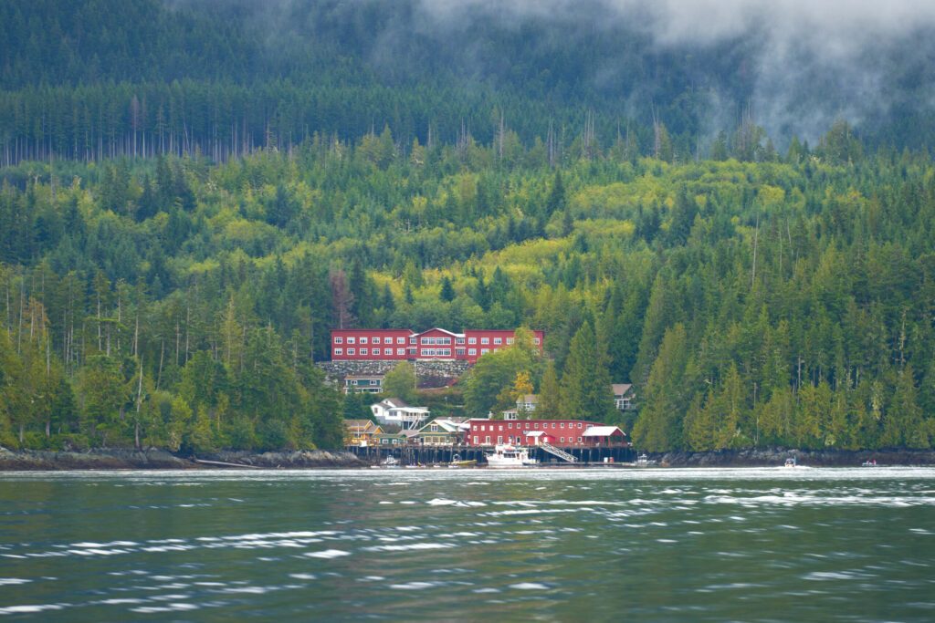 Telegraph Cove Village North Vancouver Island. The view of Telegraph Cove from Johnstone Strait on northern Vancouver Island. A popular tourist destination. British Columbia, Canada.