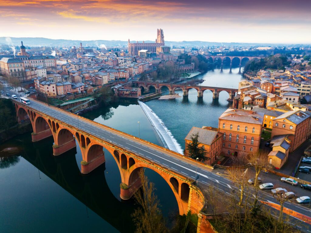 The ancient city of Albi in the south of France. View from above