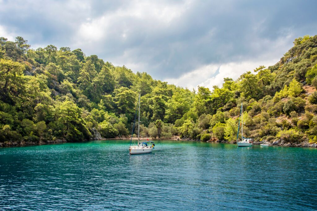 Gocek Bay coastline view in Turkey