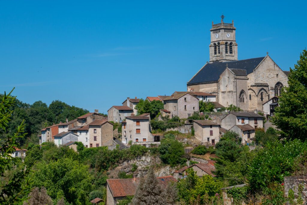 View of the old city of Bellac in Limousin region, France
