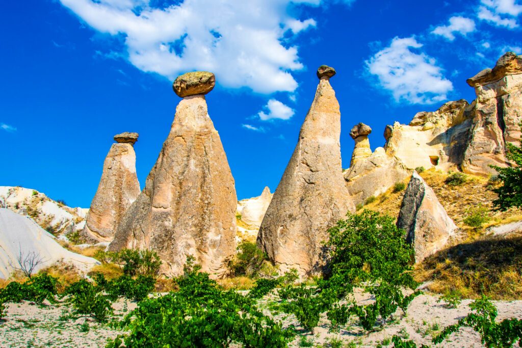 Fairy chimneys view  in Cappadocia of Turkey