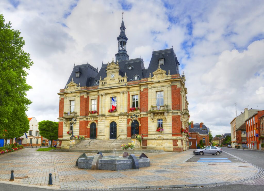 Town hall in Ville de Doullens. France