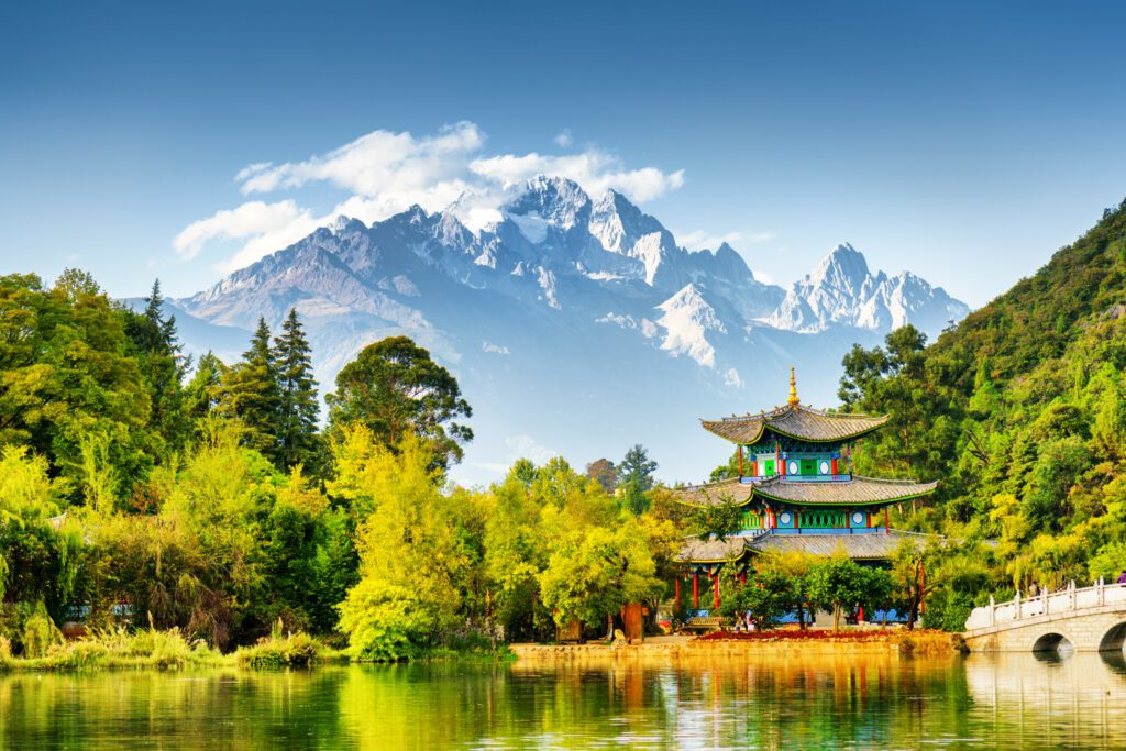 Scenic view of the Jade Dragon Snow Mountain, China