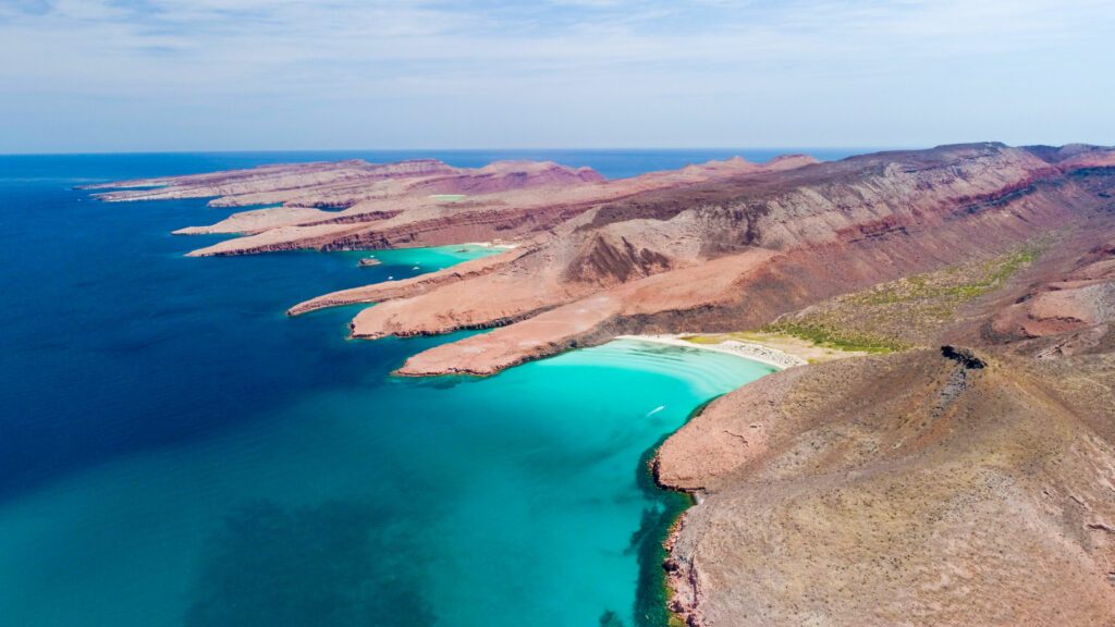 Aerial panoramics from Espiritu Santo Island, Baja California Sur, Mexico.