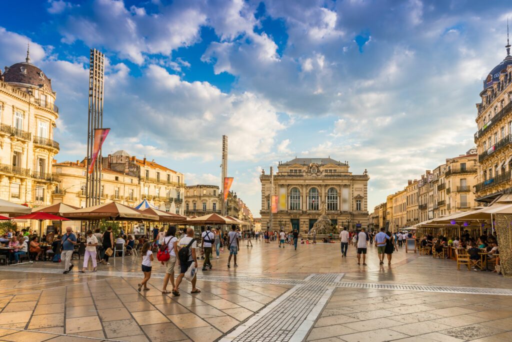 Place de la Comédie à Montpellier, Hérault, Languedoc en Occitanie, France