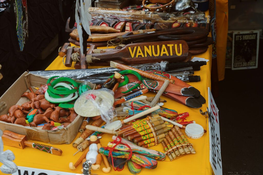 Polynesian items for sale in the Otara Markets, Auckland, New Zealand