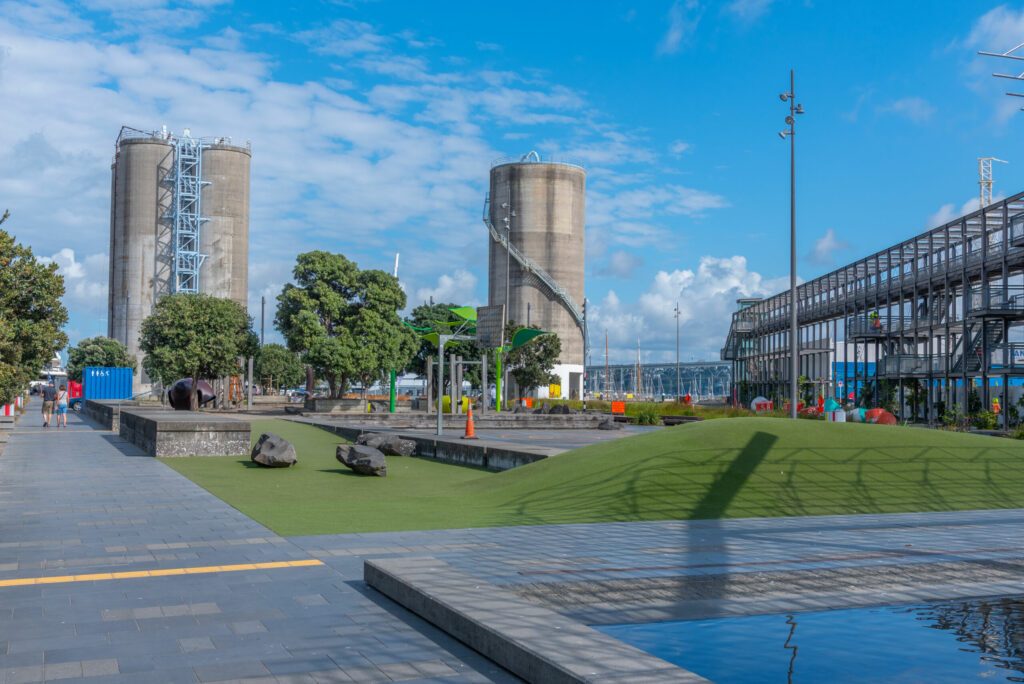 Silo park at the port of Auckland. New Zealand